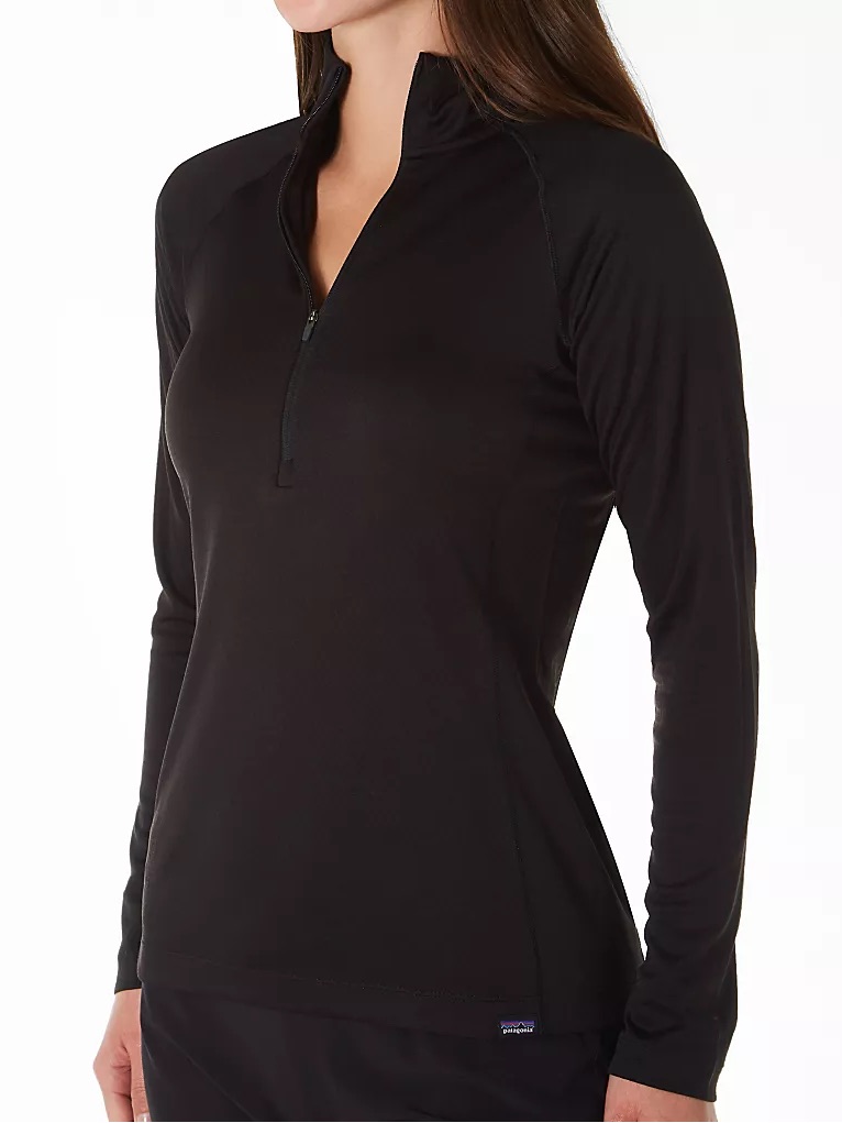 Patagonia Capilene Midweight Womens Medium Black 1/4 Zip Base Guc